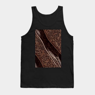 Dark Brown Ornamental Leather Stripes, natural and ecological leather print #56 Tank Top